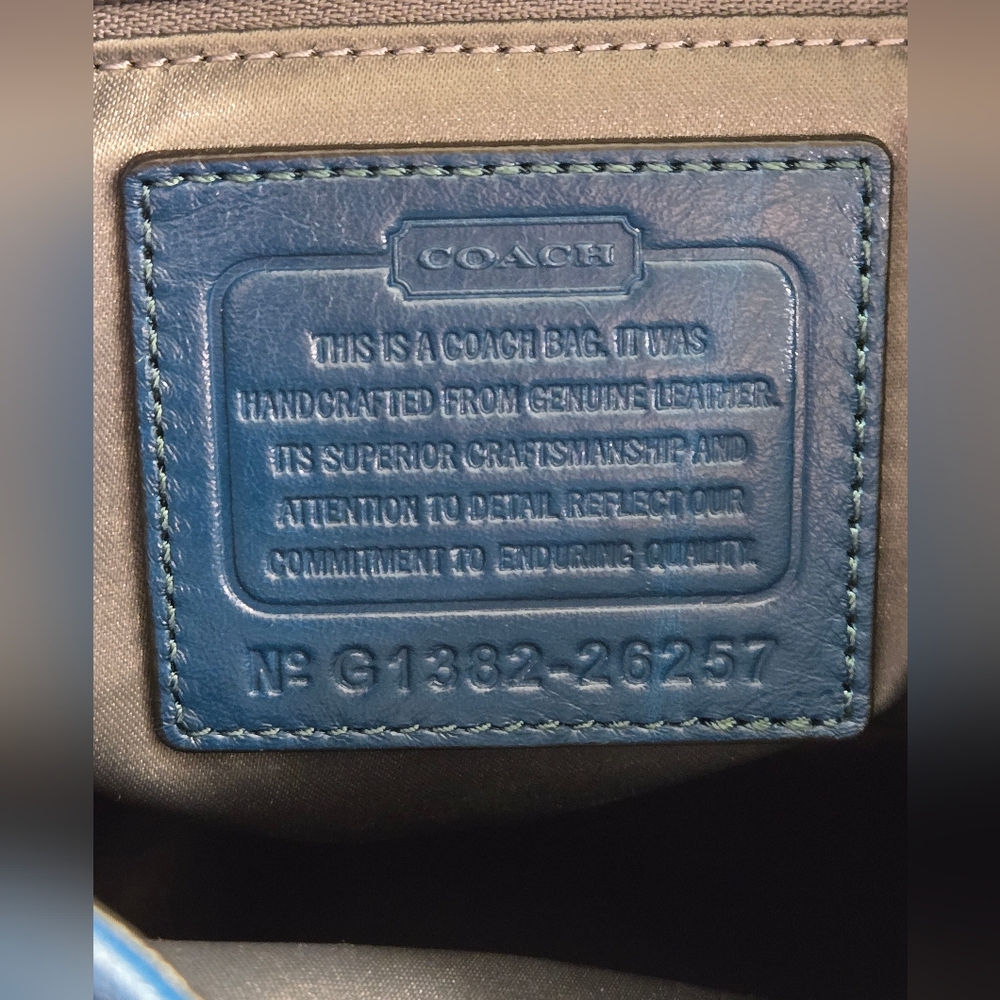 COACH 2013 Madison Phoebe Teal Gathered Twist Leather Shoulder Bag - Picture 6 of 14